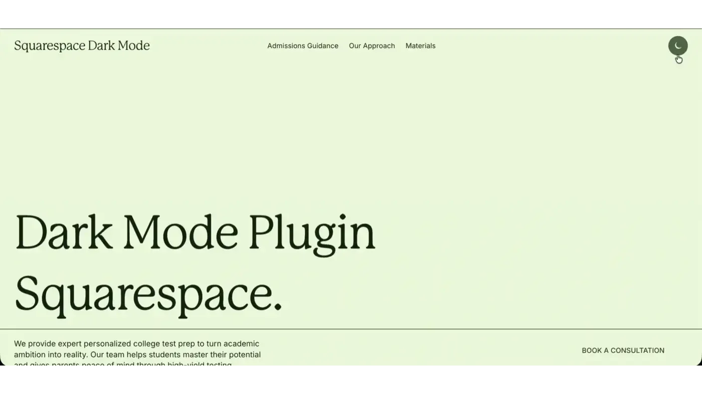 Squarespace Dark Mode Plugin | Light/Dark Toggle, No Code preview