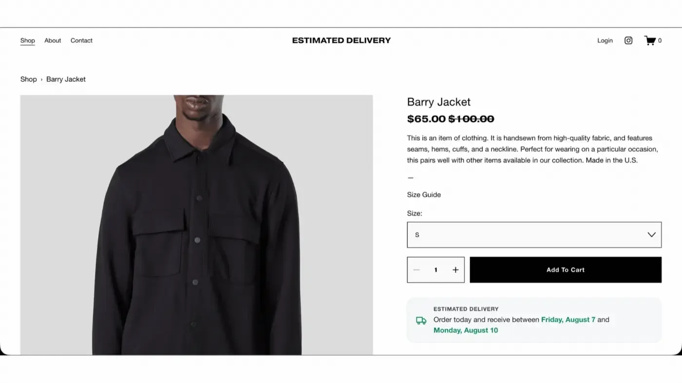 Squarespace Estimated Delivery Date Plugin No Code preview
