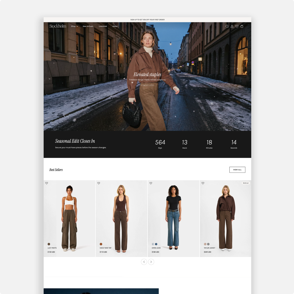 Stockholm Shopify theme by Studio Mayde — the homepage design shown on a desktop screen