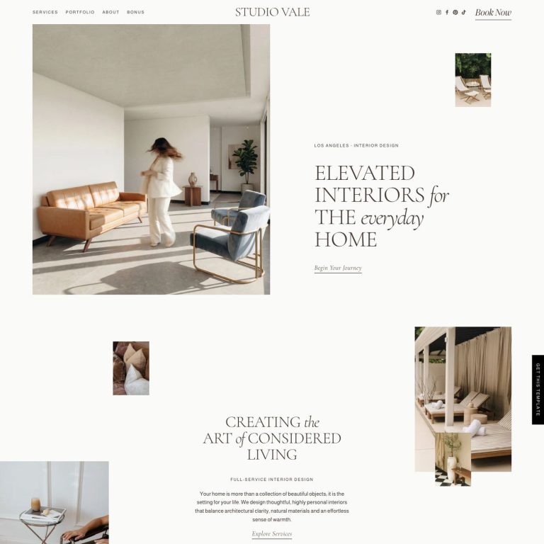 Studio Vale template — preview of its design