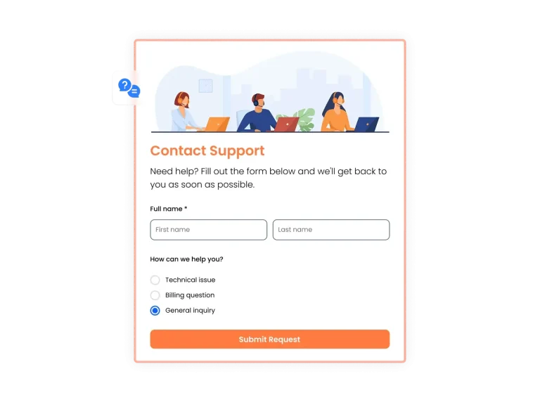 Support Form preview