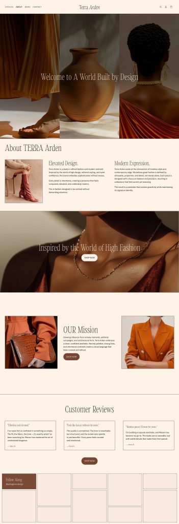 The About page of the Terra Arden template