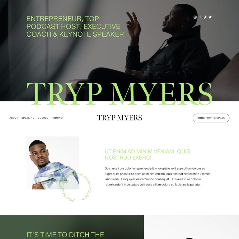 Tryp — Squarespace Speaker Template template — preview of its design