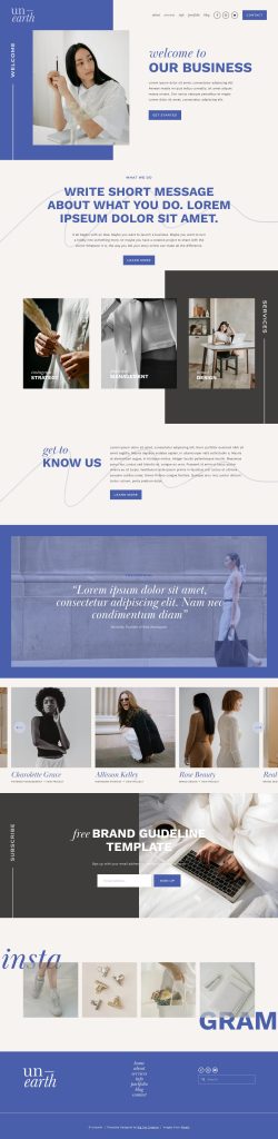 The Unearth Home page, top to bottom