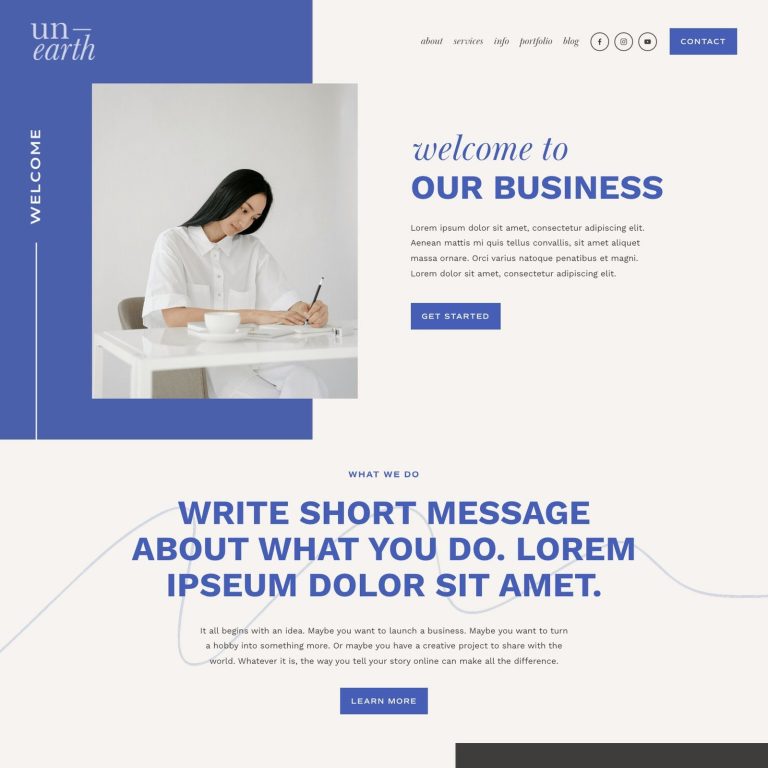 Unearth — Squarespace Copywriter Template template — preview of its design