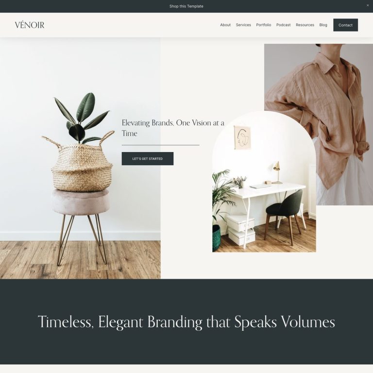 Venoir template — preview of its design