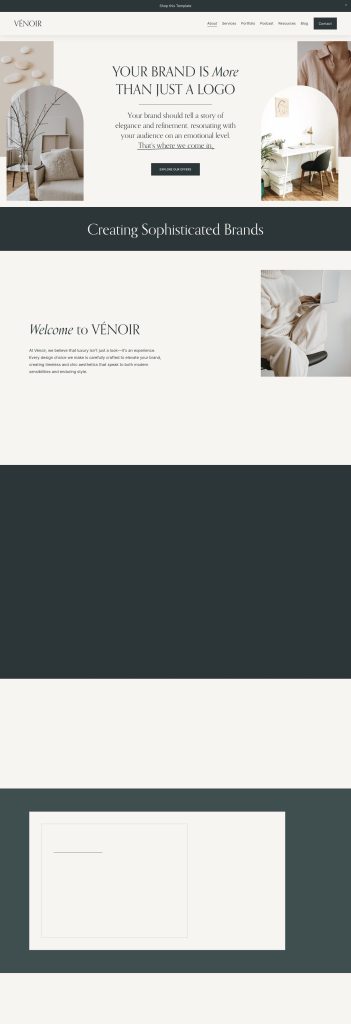The About page of the Venoir template