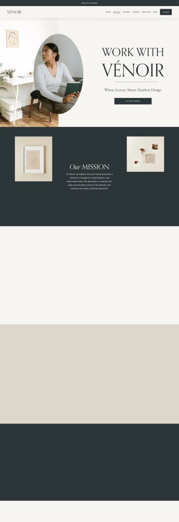 The Services page of the Venoir template