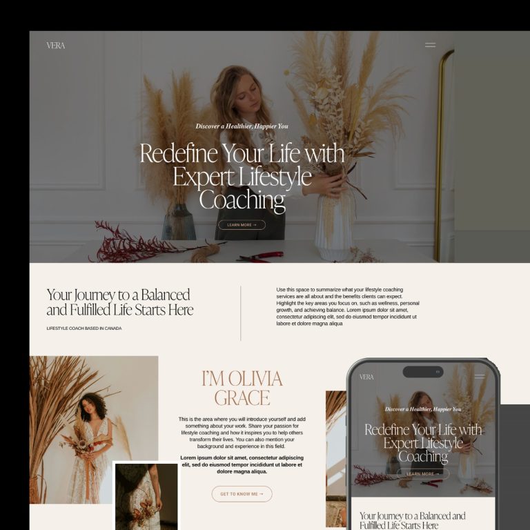 Vera — Squarespace Template for Consultants template — preview of its design