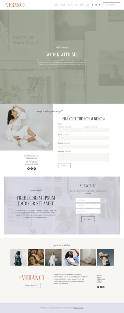 The Verano Contact page, top to bottom