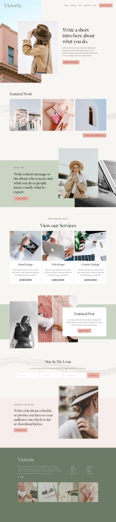 The Victoria Home page, top to bottom