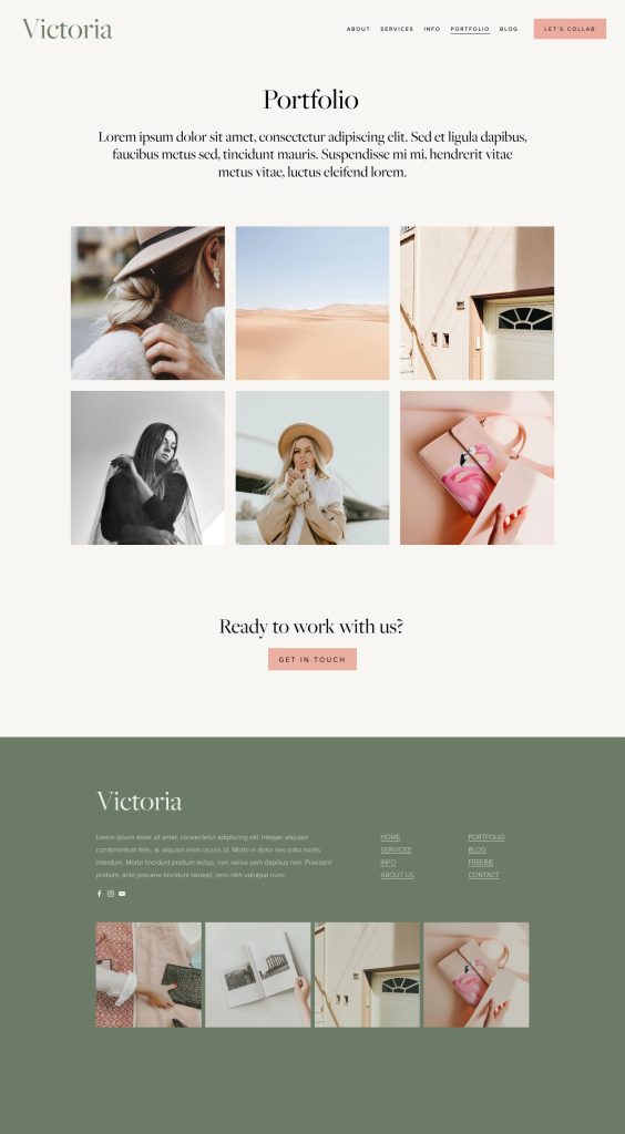 The Victoria Portfolio page, top to bottom