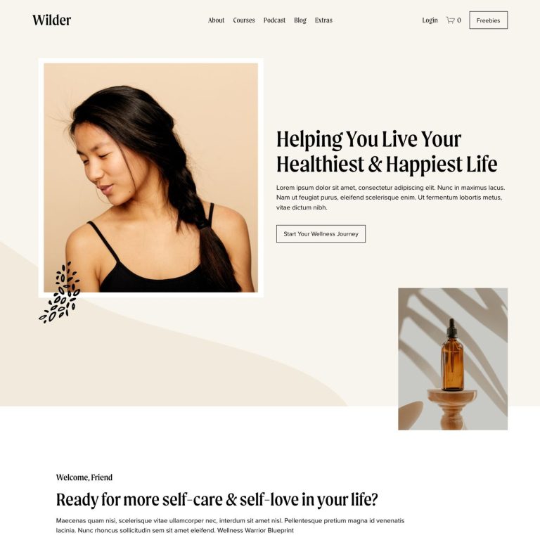 Wilder template — preview of its design