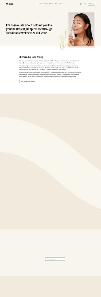 The About page of the Wilder Squarespace template