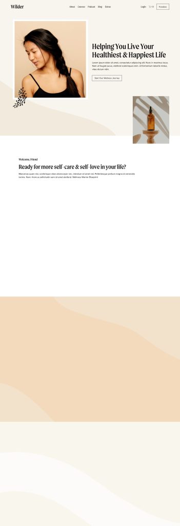 The Home page of the Wilder Squarespace template
