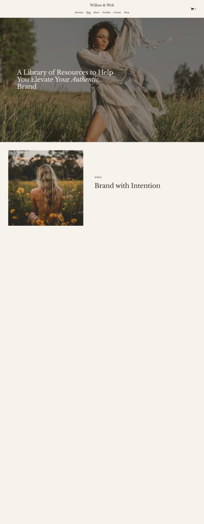 The Blog page of the Willow template