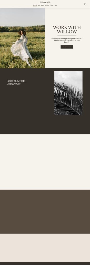 The Services page of the Willow template