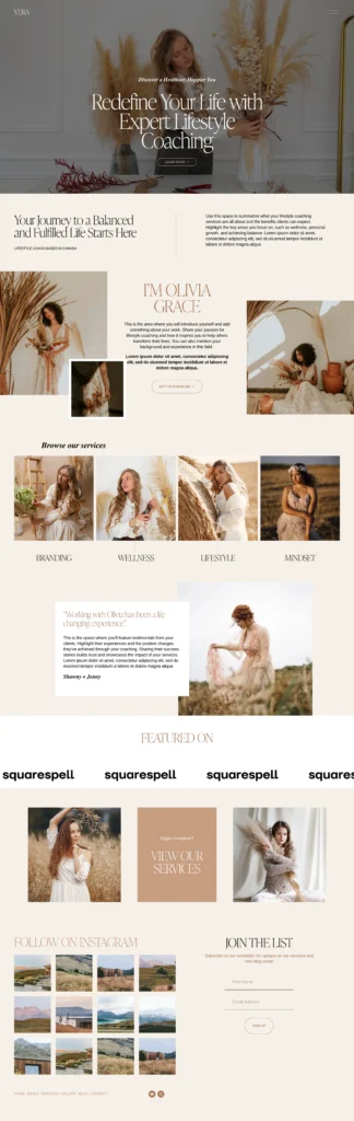 Vera — Squarespace Template for Consultants, Home page